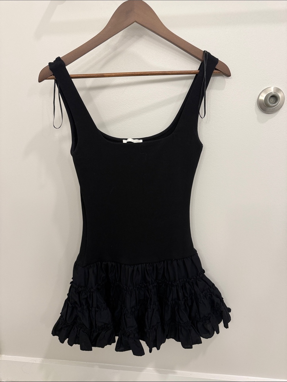 Zara Black Scoop Neck Ruffle Dress